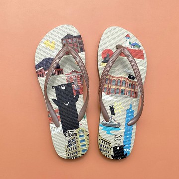 女款防滑夾腳拖鞋 灣A麻吉人字拖 防水環保材 薔薇金 -麻吉台灣GO