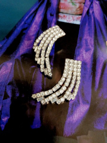 vintage jewelry  華麗璀璨萊茵水鑽 針式耳環