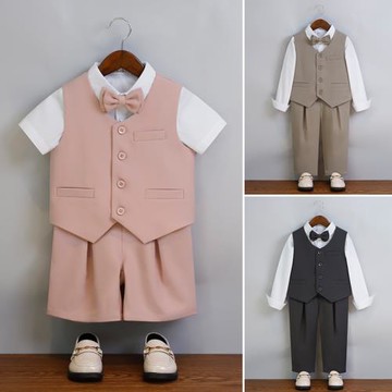 男童西服馬甲套裝中小童演出服兒童演講主持寶寶周歲花童禮服