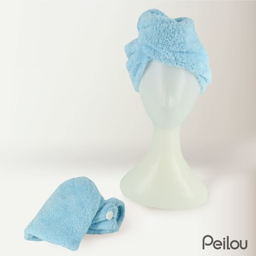 貝柔 Peilou - 超強十倍吸水超細纖維抗菌速乾髮帽-晴空藍 (47x25cm)