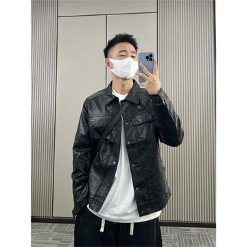 梅一天皮夾克男2025新款春秋高端美式痞帥修身軟皮衣機車潮牌外套