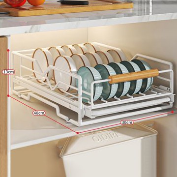 【AFAMIC 艾法】組合-廚房雙層碗盤瀝水架櫥櫃拉籃抽屜式下水槽收納置物架(置物架 收納架 碗盤架 碟架)