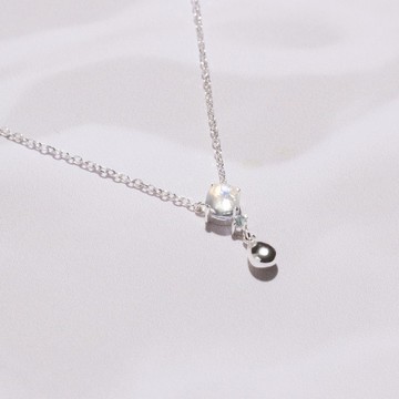 海洋聯名 | 月光石 托帕石 S925純銀 | 水色凝珠項鍊