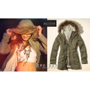 Hollister Abercrombie Jack Creek Twill Parka Women Jacket Coat Fur