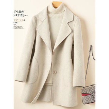 (免運)秋冬雙面羊絨大衣女中長款小個子西裝毛呢外套赫本風氣質媽媽呢子