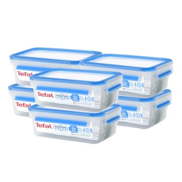 Tefal 法國 無縫膠圈PP保鮮盒 1L (6入組)