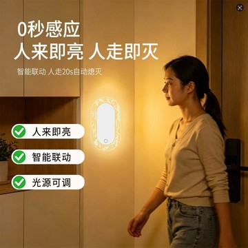 ✨臺灣出貨✨磁吸智能感應燈 自動感應燈 LED感應燈 玄關走廊燈 人體感應燈 亞克板感應壁燈 創意裝飾燈 三色燈亮度可調