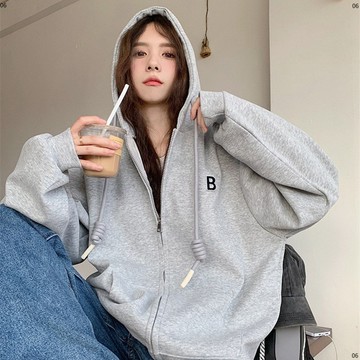 連帽衛衣休閒運動裝女時尚簡約上衣潮
