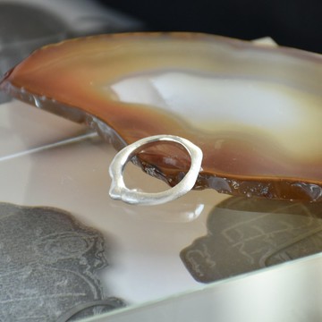 原創設計S925銀手工簡約熔融磨砂純銀戒指 港碼16-17號