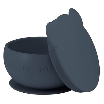 MiNiKOiOi 防滑矽膠吸盤碗  1個  靜謐藍