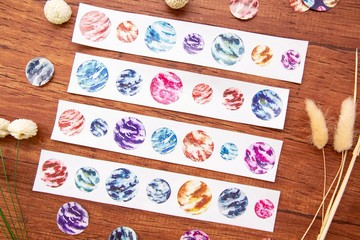 水彩星球紙膠帶 日本和紙 特油印刷 4cm