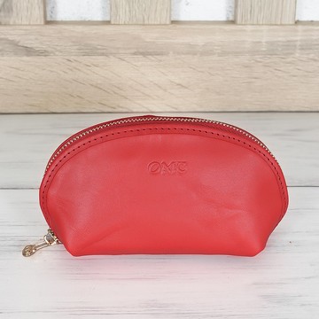 【微NG】義大利植鞣革貝殼造型零錢包-外觀較不平整-紅色