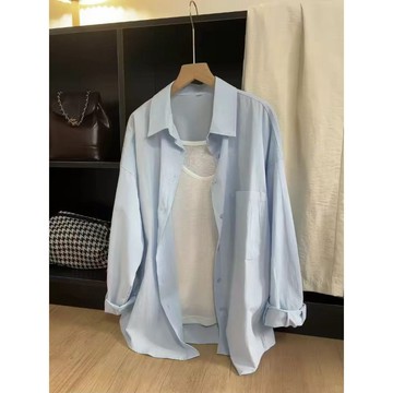 【佈小九】👚有貨👚 新款韓版疊穿純棉襯衫女外穿寬鬆遮肉顯瘦襯衣開衫長袖上衣 大碼女襯衫 襯衫 小個子女襯衫 極簡女襯