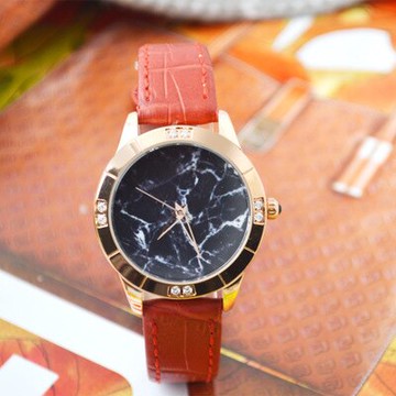 美琪  (簡約時尚)真皮大理石紋일본日本機芯방수防水女款手錶休閒石英手錶