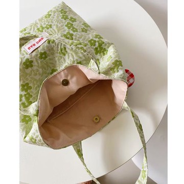 仲夏夜之夢 原創法式復古提花刺繡手提包日用百搭綠色調小托特包