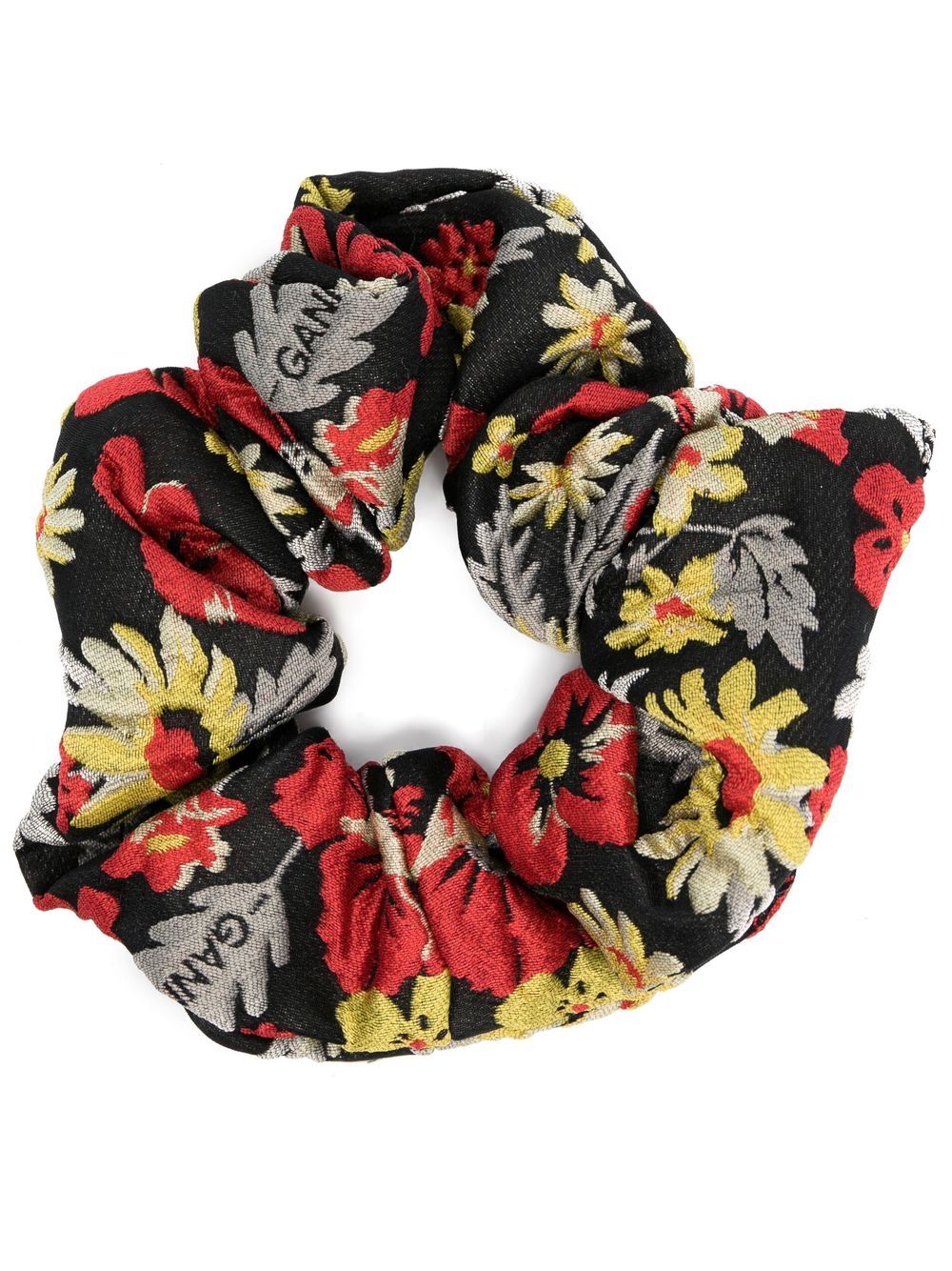 GANNI - floral-print hair scrunchie - women - Fabric - One Size - Black