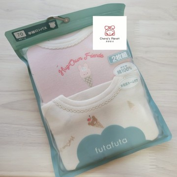 【70cm✨蝦皮免運】日本小眾品牌 futafuta 純棉100%短袖上衣包屁衣兩件組 日本童裝