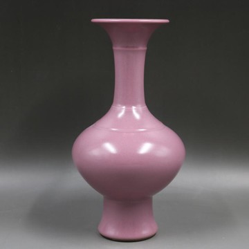 清雍正胭脂紅釉扁肚瓶手工仿古家居裝飾瓷器擺件古董古玩老貨收藏1入