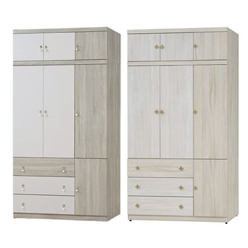 【MUNA家居】羅本4X8尺開門衣櫥/共兩色/香檳金雙色/灰橡雙色香檳金雙色