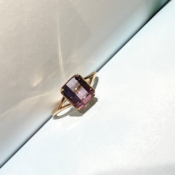 The Fusion  -  天然紫配粉紅雙色碧璽(1.71ct) 18k黃金戒指