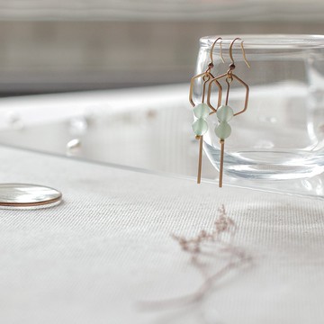 天然石幾何耳環-恆星/耳針/夾式/可客製