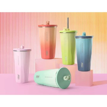 森senの舖★公司正品貨 TYESO 泰碩咖啡杯 304不銹鋼保溫保冷瓶 咖啡杯 飲料杯 600ml 伸縮吸管 密封保存