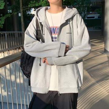 2024春秋季運動衛衣男休閑寬松ins港風韓版潮流百搭學生開衫外套