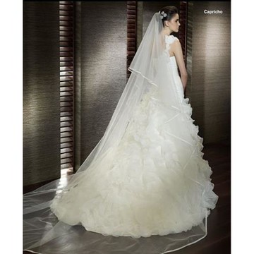 頭紗超長拖尾頭紗婚紗頭紗新款單層拖地韓版白色包邊頭紗