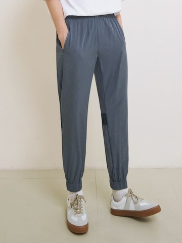 涼感後拼接造型縮口休閒褲