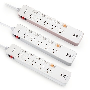 【人氣特價】RASTO FE9 六開五插三孔二埠USB延長線 1.8M