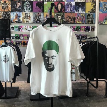 丹尼斯·羅德曼t恤重磅直噴落肩款t恤夏季圓領明星人物街頭半袖男