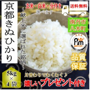 新米 お米 京都産 キヌヒカリ 令和5年産 20kg 玄米5kg×4袋 選べる精米 玄米 白米 分付き 嬉しいプレゼント付き 送料無料