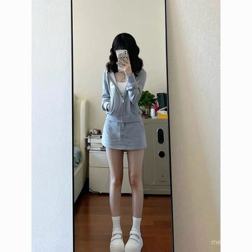 小個子運動套裝女學生連帽開衫衛衣半身裙減齡顯腿長春秋兩件套冬