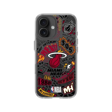 iPhone 16 Clear Case（相機按鈕） 透明 - NBA - 塗鴉系列-邁阿密熱火 Miami Heat - Graffiti