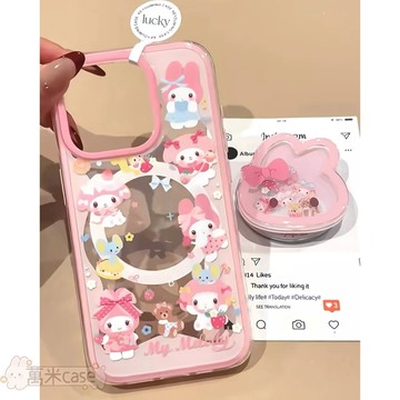可愛 粉色 三麗鷗 美樂蒂 手機殼 磁吸支架 iPhone17 16 15 14 Pro Max 13 全包透明磁吸硬殼