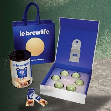 中秋早鳥預購｜【 樂步 le brewlife 】幸運星球 •黃金豆沙蛋黃酥青雲映月禮盒＋超濃縮膠卷咖啡組合 (附提袋)