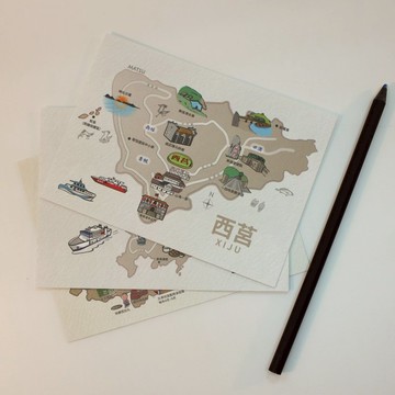 【西莒】馬祖地圖明信片_高質感水彩紙卡