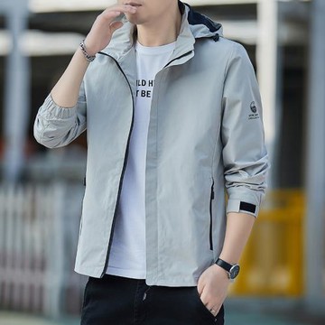 2025年新款男士夾克外套潮流百搭戶外旅行爬山純色防風防水沖鋒衣