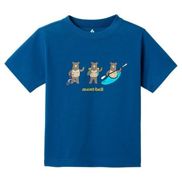 ├登山樂┤日本 mont-bell Wic.t Active Bear蒙塔熊幼童短排T 東方藍 # 1114587ORBL