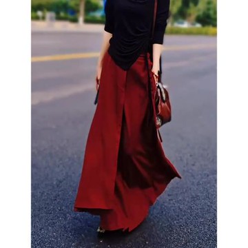 紅色半身裙女夏季2025新款高腰顯瘦寬松長款不規則設計感氣質裙子