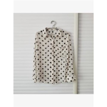 出口歐美外貿原單女春夏季白色波點長袖透視襯衫黑色植絨罩衫上衣