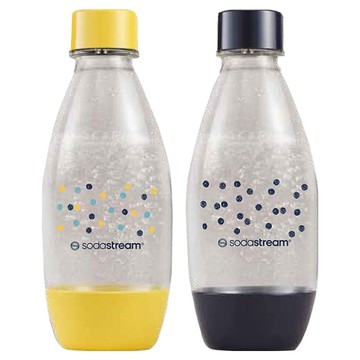 sodastream 水滴型專用可機洗水瓶 2個  1組  手繪圓點 黃色 + 黑色  1L