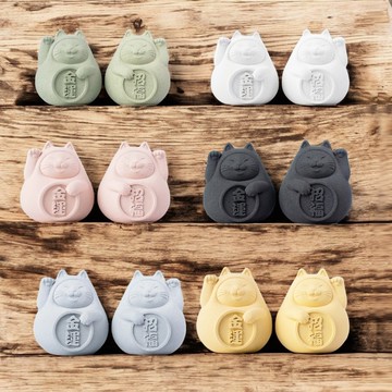 【辦公室祈福擺件】胖胖招財招福貓一對(小)