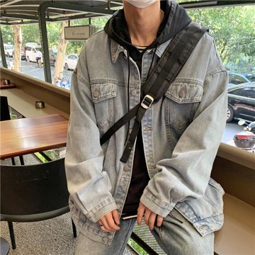 美式ins復古牛仔外套男春秋季潮牌高街寬松oversize工裝夾克上衣