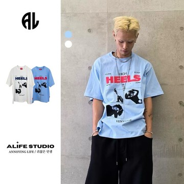 【ALIFE】韓系 高品質 英字 HEE 簡約 印花 寬鬆 短T 2色 寬版 情侶 韓國 韓系 百搭 落肩 #7087P