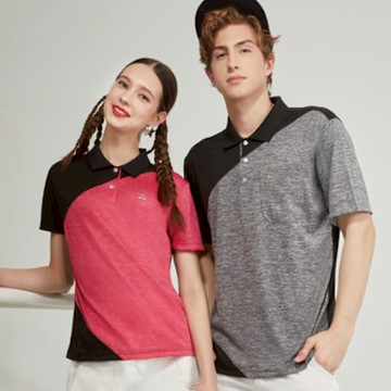 【spar】炫花雙色吸排女短POLO衫(S257210深銀灰)