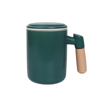 Caldo 就是愛喝茶木柄獨享泡茶杯 350ml-藍綠