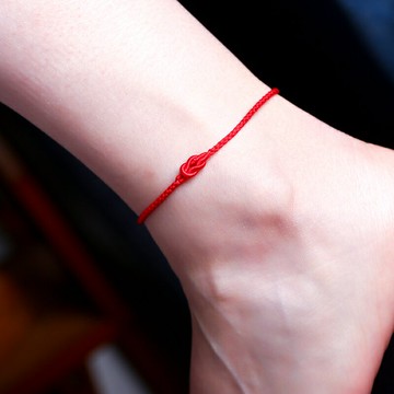 本命年同心結手繩腳鏈招桃花旺事業紅繩編織情侶腳繩腳鏈紅色簡約