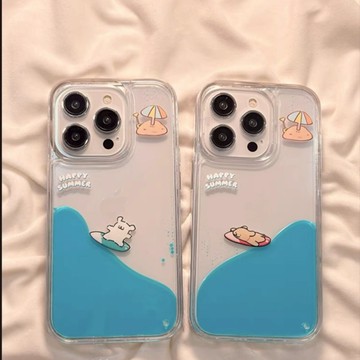 夏日流動衝浪 可愛小狗 適用於 蘋果 iPhone 14 12 11 13 15 Pro Max 保護殼 手機殼