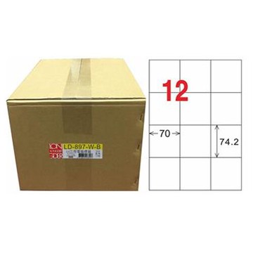 龍德 12格 白色 A4 三用電腦標籤 70x74.2mm 1000張 /箱 LD-897-W-B【APP滿額下單10%點數(單一帳號最高5000點)】1/31止